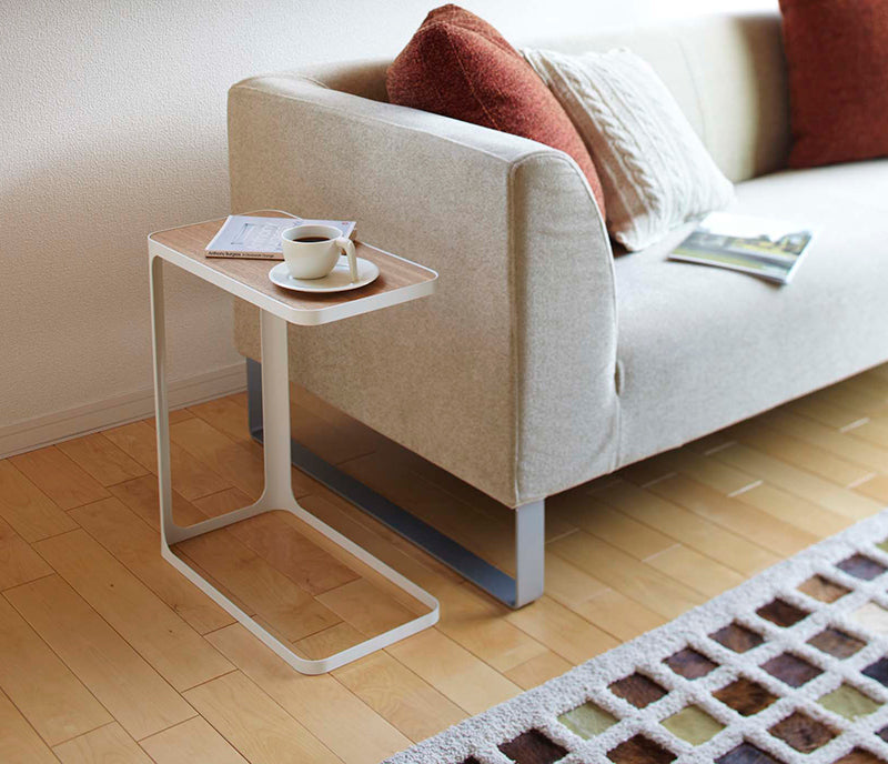 Mesa YAMAZAKI adicional metal blanco y madera fresno - Manifesto Design Store
